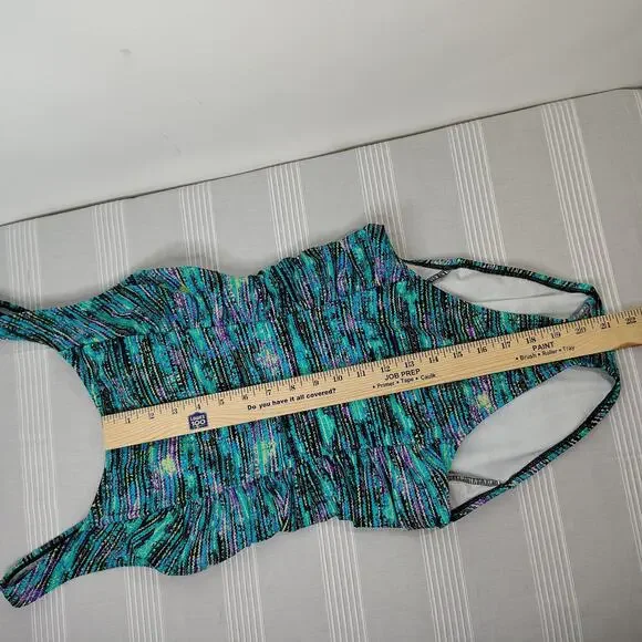 Speedo Swim Bathing Suit Women's 8 Blue Teal Purple Vacation Beach Lake Sporty - Picture 10 of 12